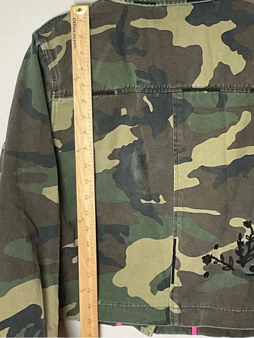 dolan Camouflage Jacket Black Embroidered Roses Hippie Festival Military Size M - Picture 8 of 11